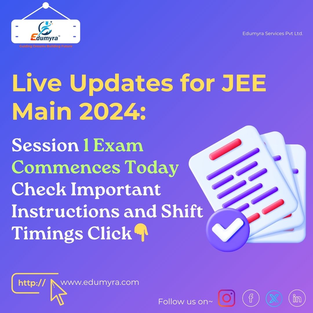 JEE Mains 2024 Session 1 Exam commence today, Check details here