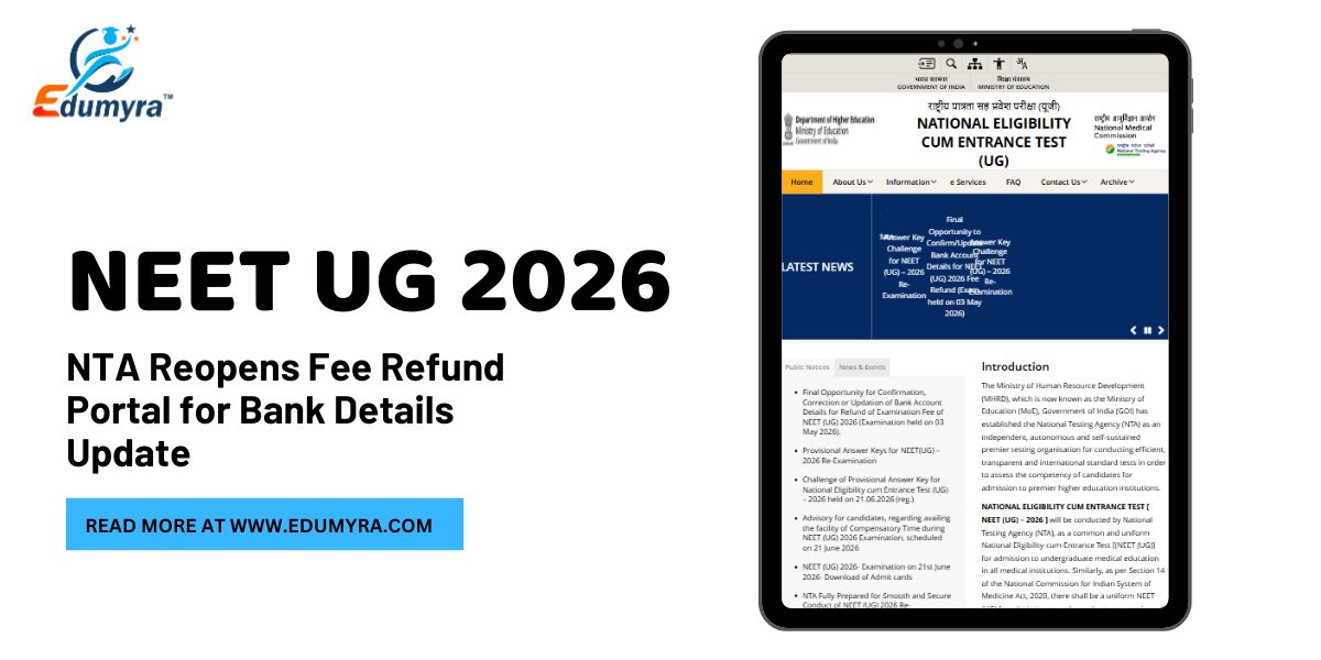NEET UG 2026 NTA Reopens Fee Refund Portal for Bank Details Update – Complete Guide